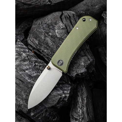 WE KNIFE 2004D BANTER Stonewash Folding Knife, Green G10