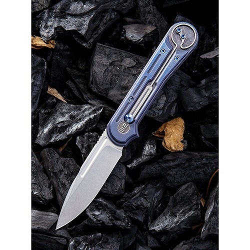 We Knife 815D Double Helix Blue Stonewash Folding Knife  Discontinued