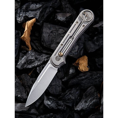 We Knife 815F Double Helix Stonewash Folding Knife, Gray Ti  Discontinued
