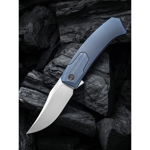 We Knife We21015-2 Shuddan Folding Knife, Flipper, Blue Titanium