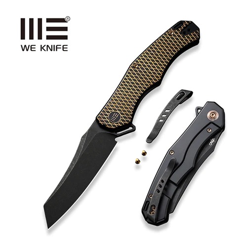 WE KNIFE WE22010G-3 RekkeR Folding Knife, Golden/Black Titanium