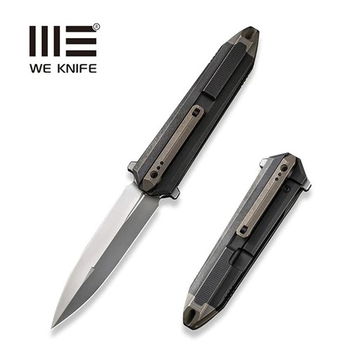 WE KNIFE WE22032-3 Diatomic Folding Knife, Black Ti & Bronze Ti Endcap