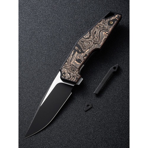 WE KNIFE WE23001-2 OAO (One and Only) Folding Knife, Black Ti, Copper Foil CF