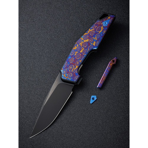 WE KNIFE WE23001-4 OAO (One and Only) Folding Knife, Black Ti, Timascus