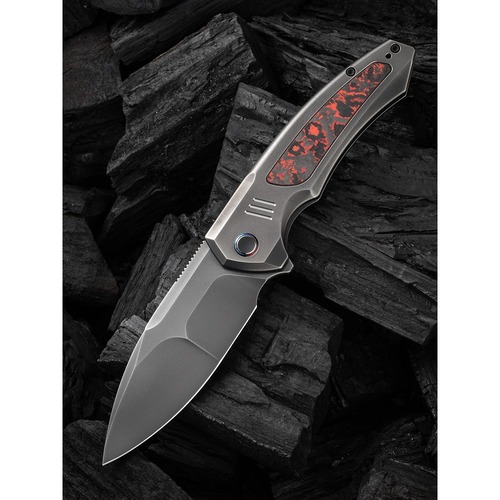 WE KNIFE WE23030-2 Hyperactive Folding Knife, Lava Flow Fat CF Inlay